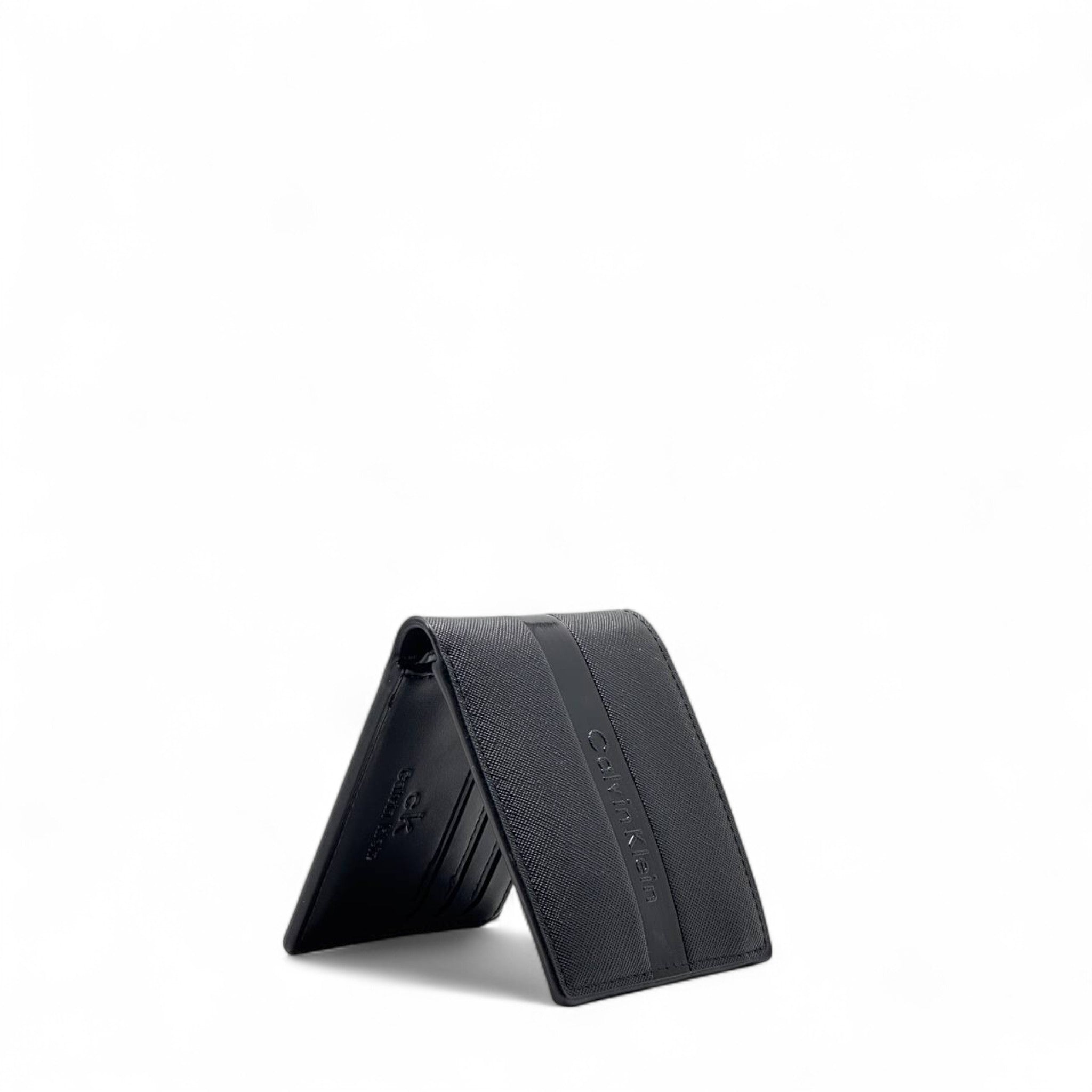 Calvin Klein Black Leather Wallet – Embossed Band Signature Edition