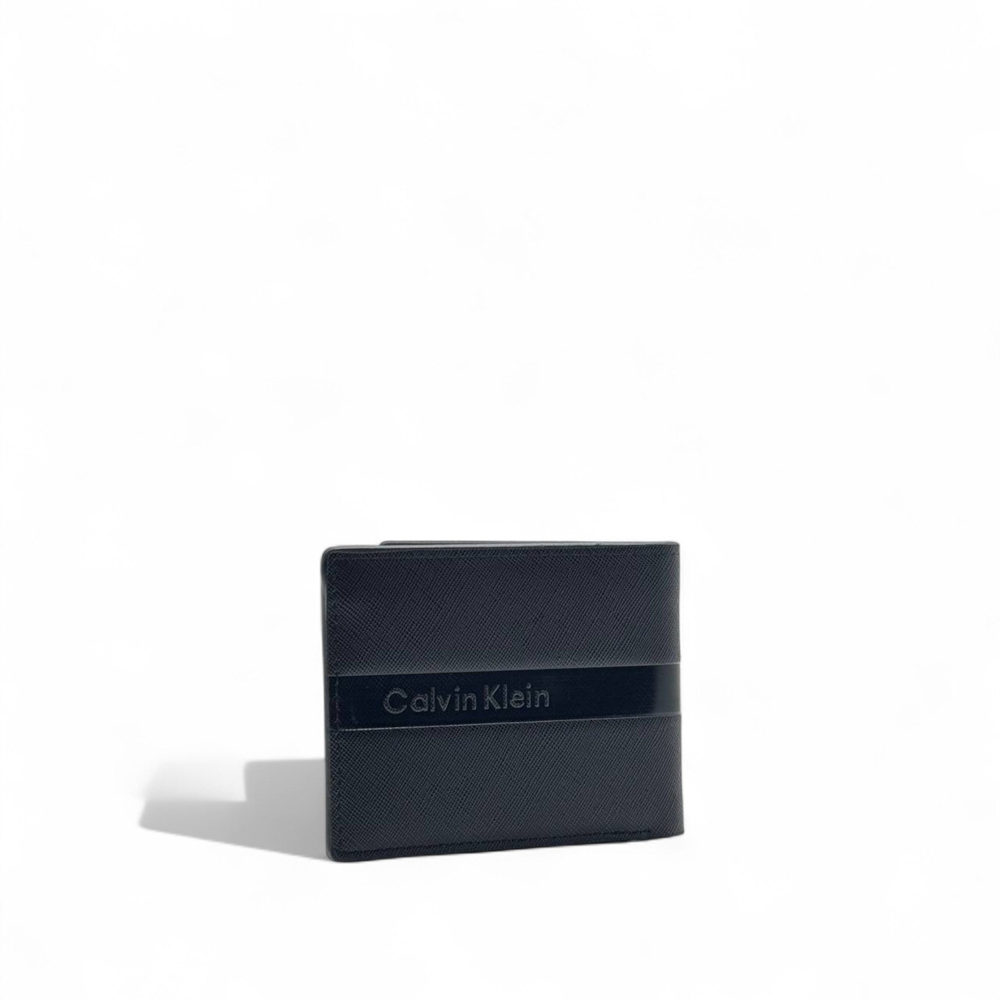 Calvin Klein Black Leather Wallet – Embossed Band Signature Edition
