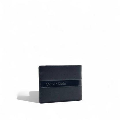 Calvin Klein Black Leather Wallet – Embossed Band Signature Edition
