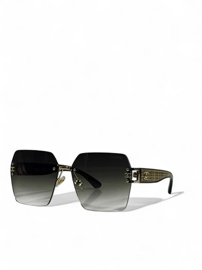 Chanel Square Luxe Sunglasses 🖤 | Unisex Gold Accent Rimless Eyewear
