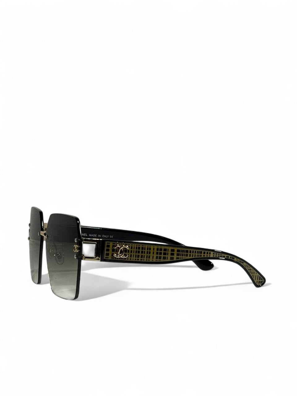 Chanel Square Luxe Sunglasses 🖤 | Unisex Gold Accent Rimless Eyewear