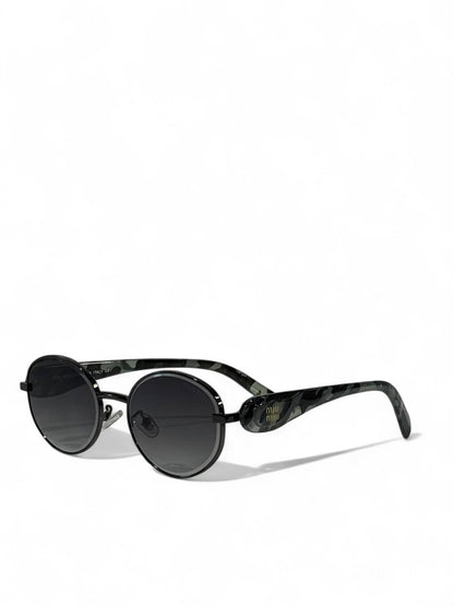 🖤 Miu Miu Camo Round-Frame Statement Sunglasses
