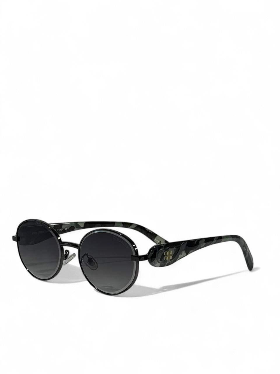 🖤 Miu Miu Camo Round-Frame Statement Sunglasses