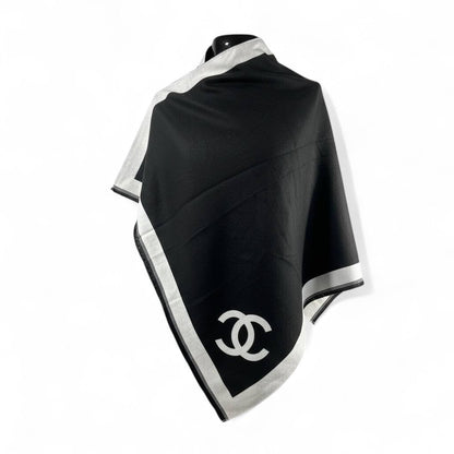 Chanel Double-Face Luxury Scarf 🖤 | Reversible Black & Silver Shawl
