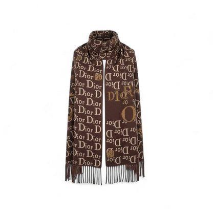 Dior Double-Face Luxury Scarf 🤎 | Reversible Monogram Shawl with Tassels