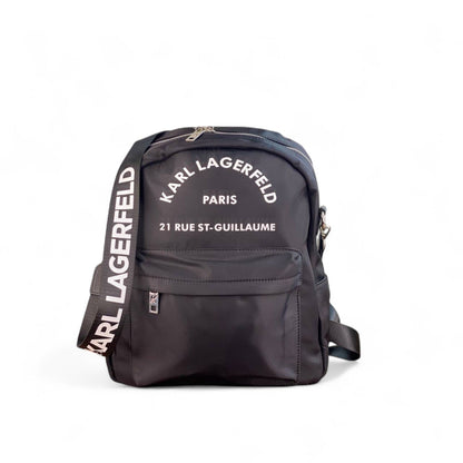 Karl Lagerfeld Black Nylon Backpack 🖤 – Parisian Street Style Meets Function