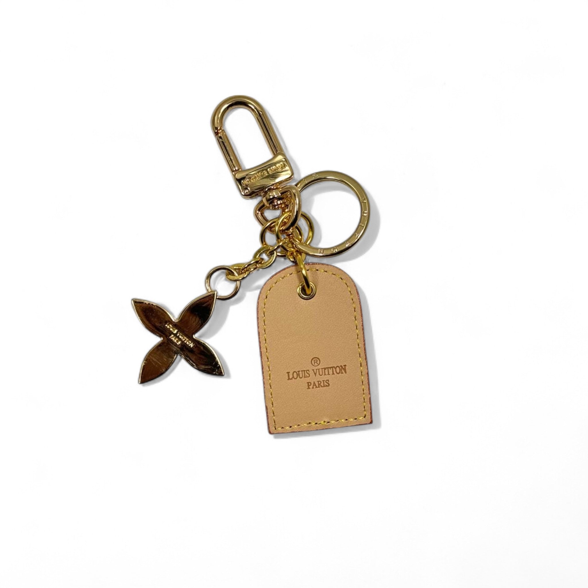 Louis Vuitton Nude Leather Keychain 🌸✨ – Gold Hardware Edition