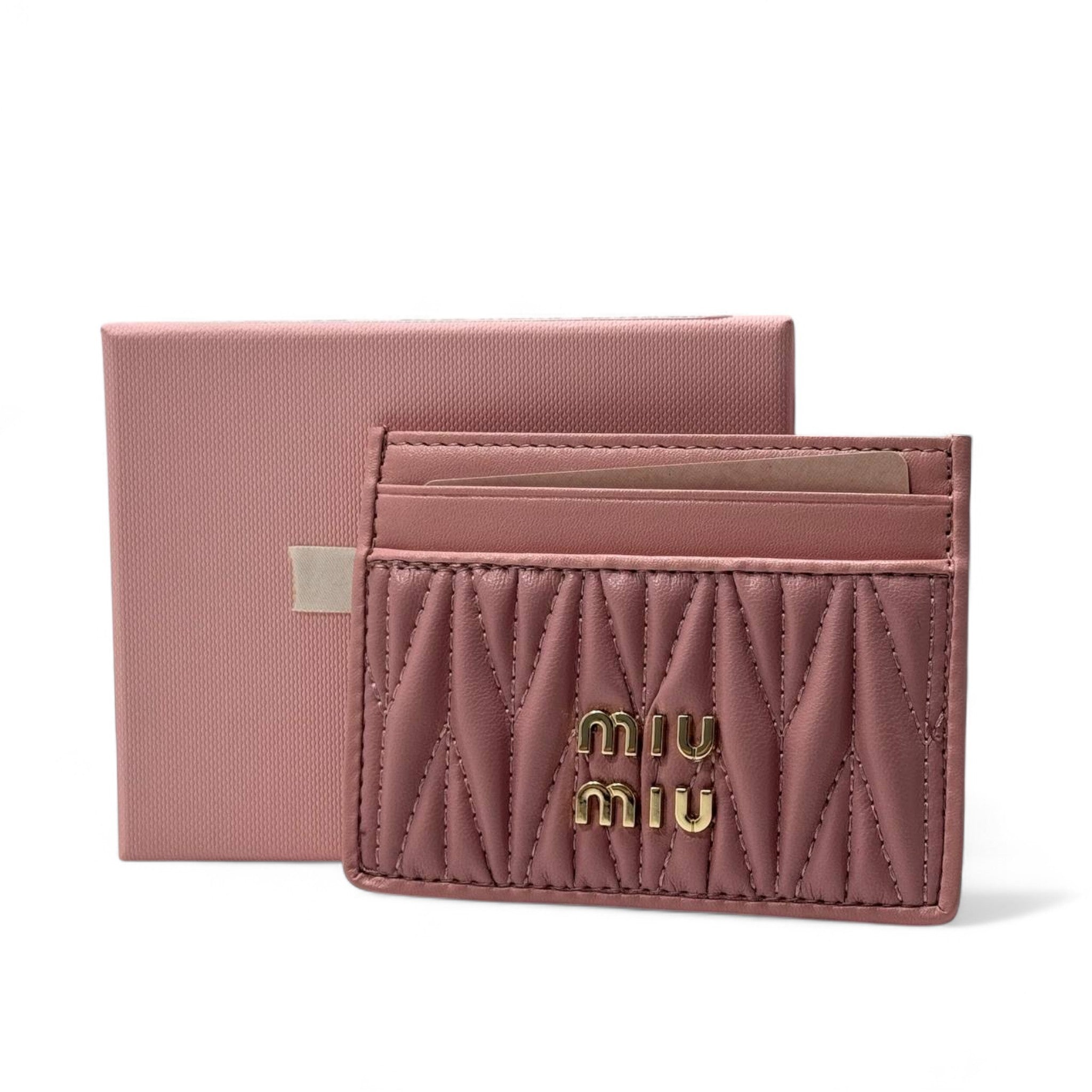 Miu Miu Rose Pink Matelassé Card Holder 💖 – With Signature Gift Box