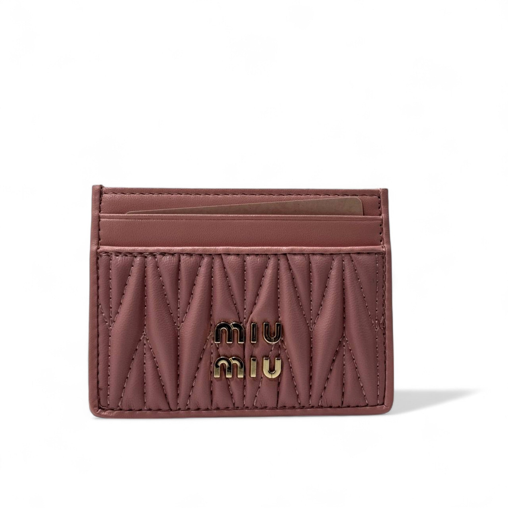 Miu Miu Rose Pink Matelassé Card Holder 💖 – With Signature Gift Box