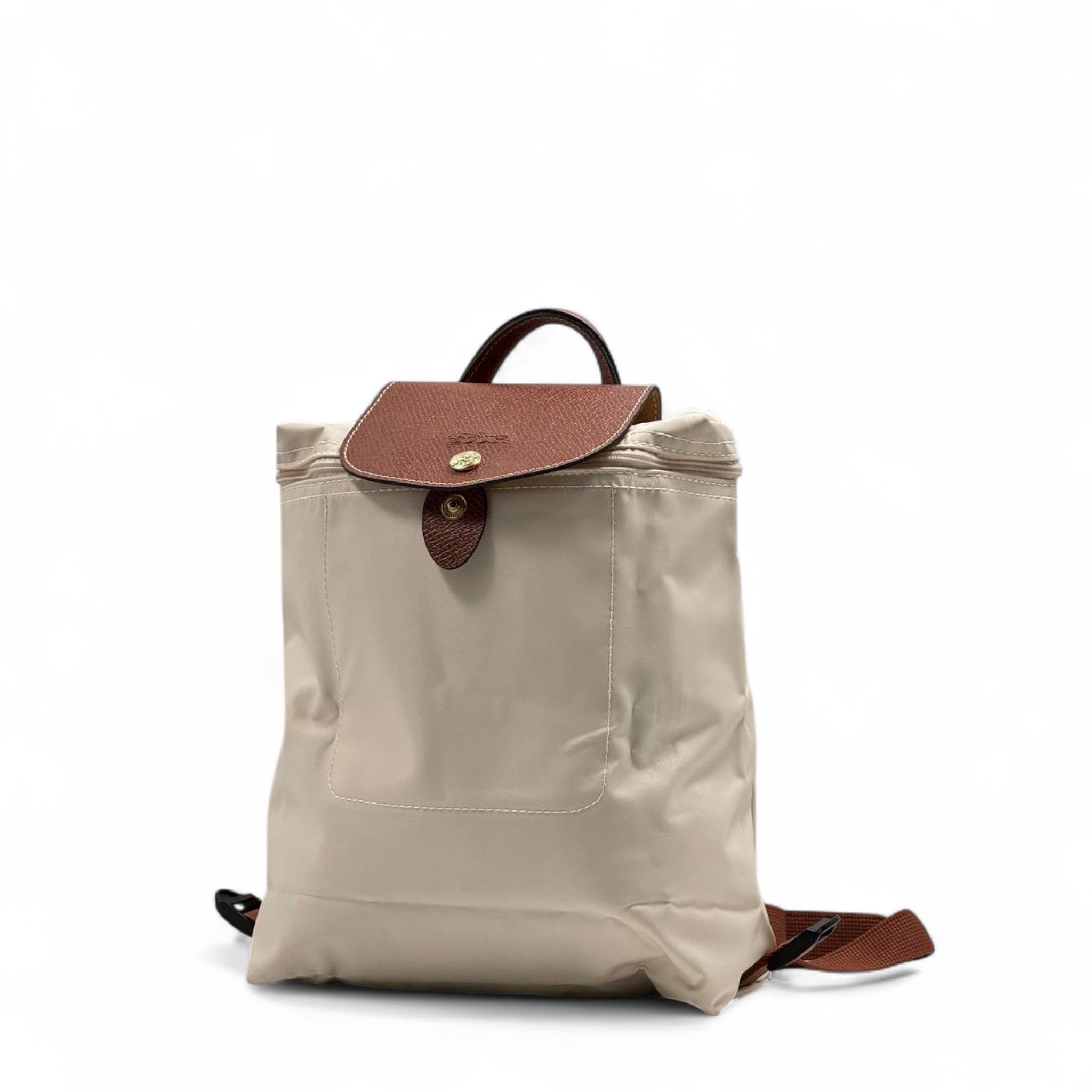 Longchamp Le Pliage Beige Nylon Backpack 🤎🎒 – Elegant Foldable Design
