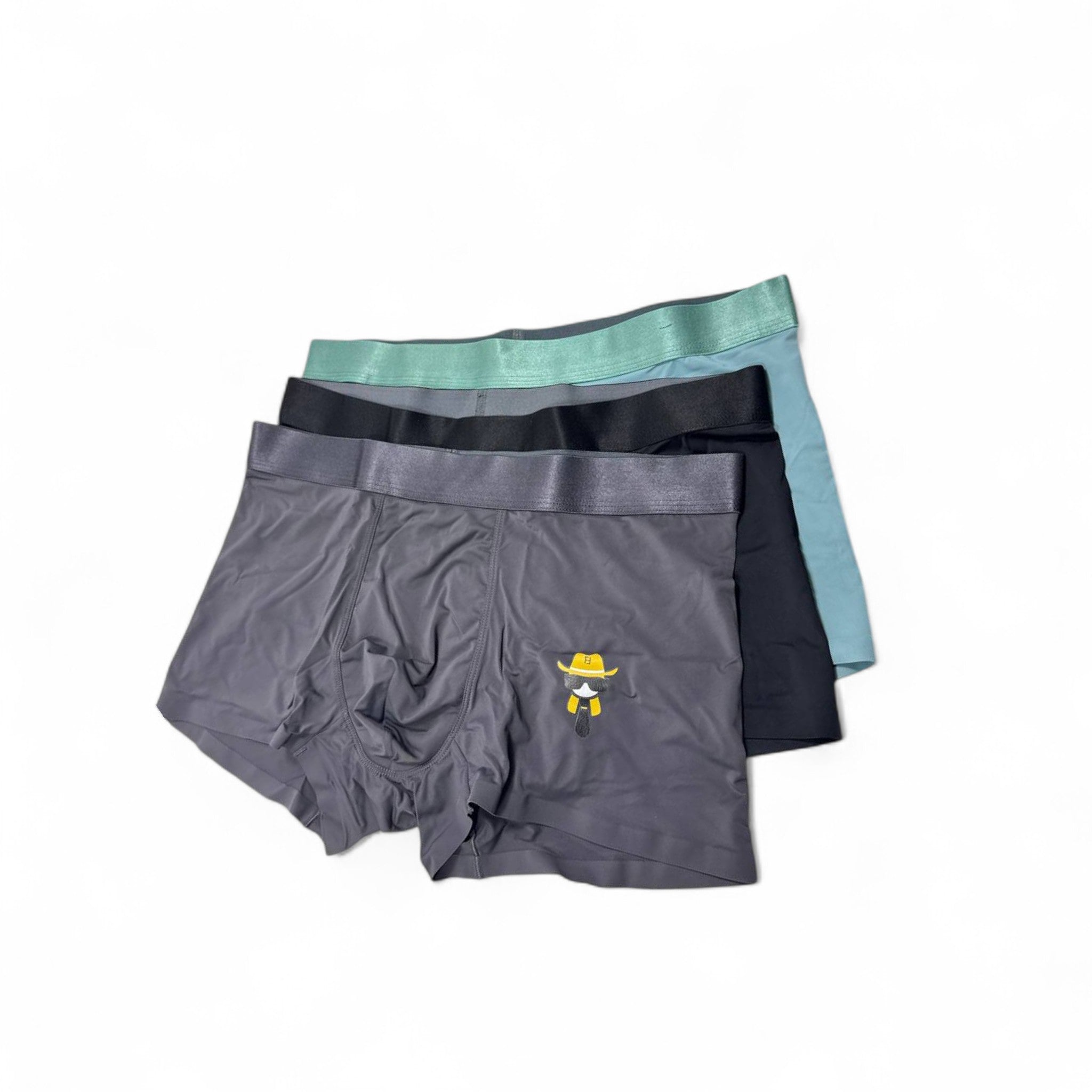 Fendi Style Boxer Briefs - 3 Pack 🟩⚫🩶 | Sleek Comfort with Designer Edge