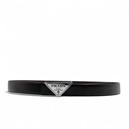 Prada Triangle Logo Leather Belt – 130cm 🖤 | Iconic Luxury Redefined