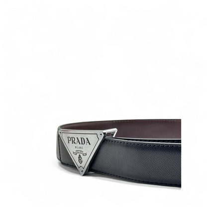 Prada Triangle Logo Leather Belt – 130cm 🖤 | Iconic Luxury Redefined