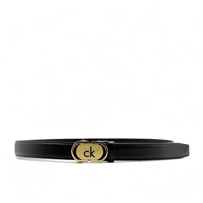 Calvin Klein Gold Buckle Belt – Sleek Black Leather 🔥 CK Signature Style-130cm