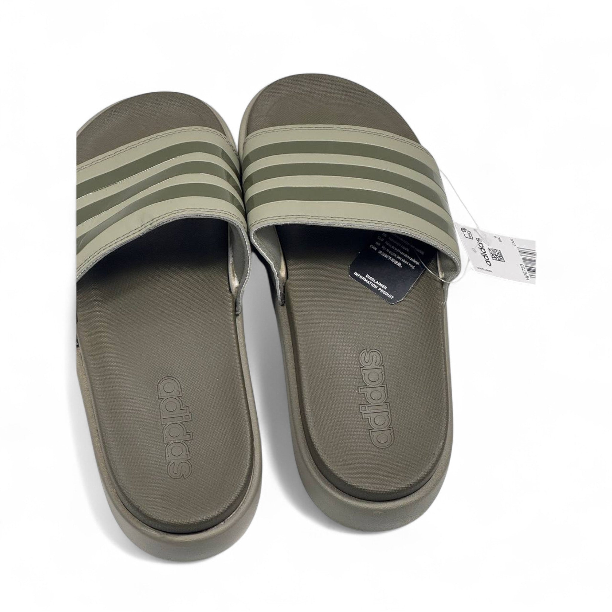 ✨ Adidas Beige Stripes Platform Slippers – Neutral Comfort Style 🤍🤎