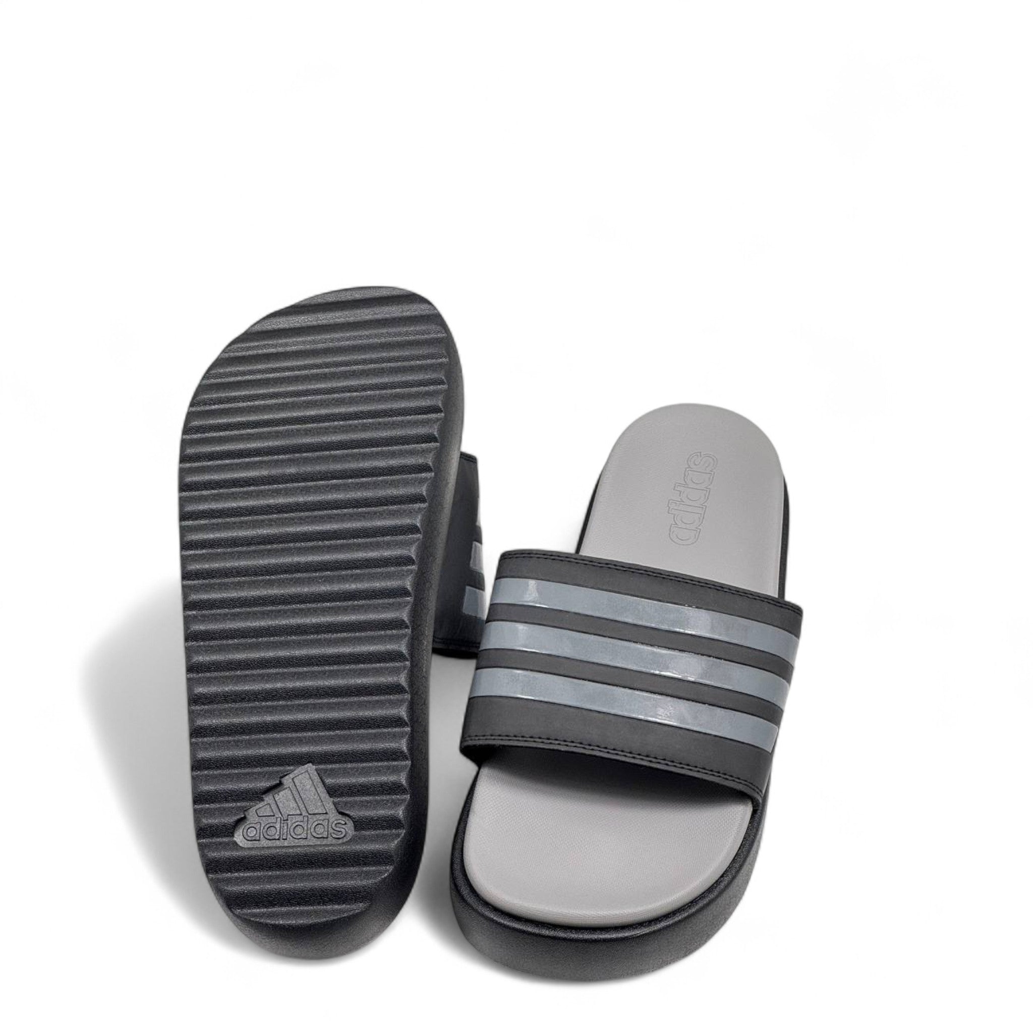 ⚡ Adidas Triple Black Stripes Platform Slippers – Sleek Comfort 🖤