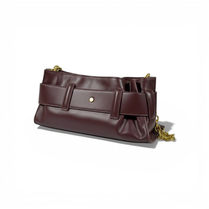 Balmain Burgundy Belt Buckle Shoulder Bag for Women – Luxury Designer Handbag ✨