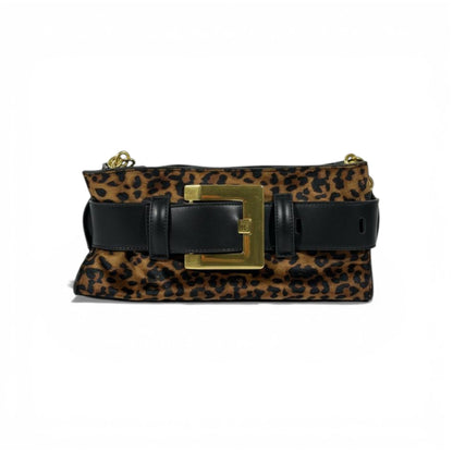 Balmain Leopard Print Belt Buckle Shoulder Bag for Women – Luxury Statement Handbag ✨