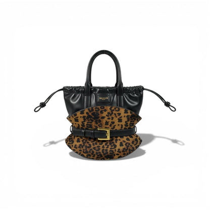 Balmain Leopard Print Drawstring Bucket Bag for Women – Luxury Statement Handbag ✨