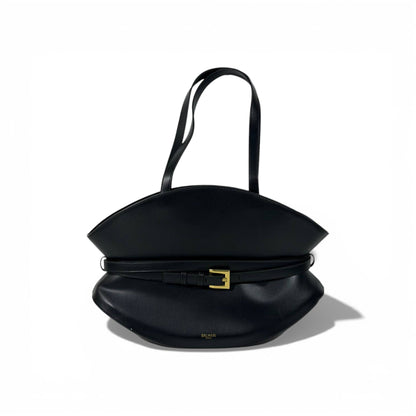 Balmain Luxury Belted Shoulder Bag for Women – Black Elegant Designer Handbag