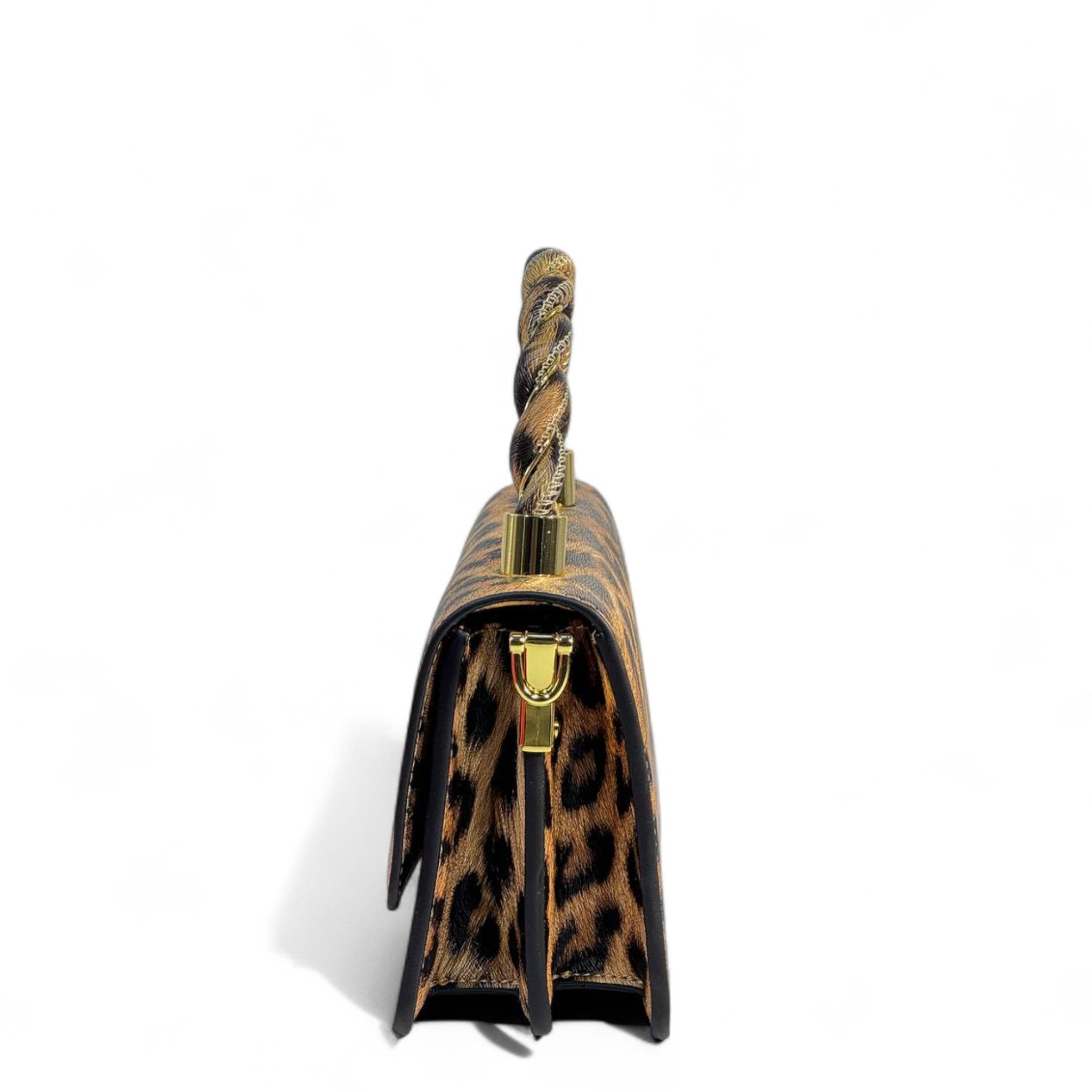 Elisabetta Franchi Leopard Print Handbag 🐆 | Gold Twist Handle Luxury Bag