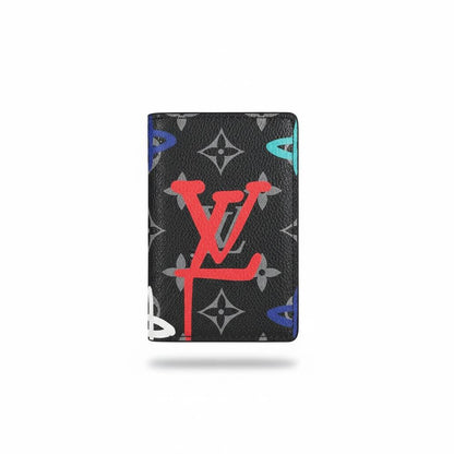 🪪 Louis Vuitton Black Monogram Wallet with Multicolor LV Print