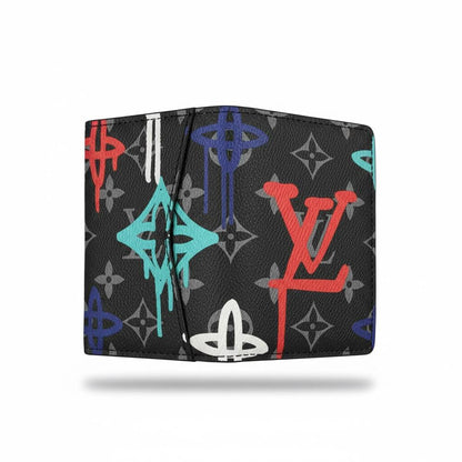 🪪 Louis Vuitton Black Monogram Wallet with Multicolor LV Print