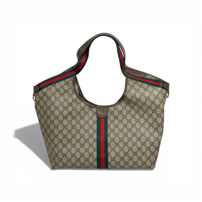 👜 Gucci GG Canvas Shoulder Tote with Web Stripe
