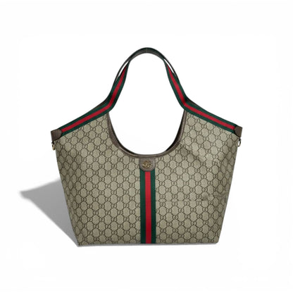 👜 Gucci GG Canvas Shoulder Tote with Web Stripe