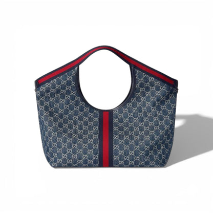👜 Gucci GG Denim Shoulder Bag with Web Stripe