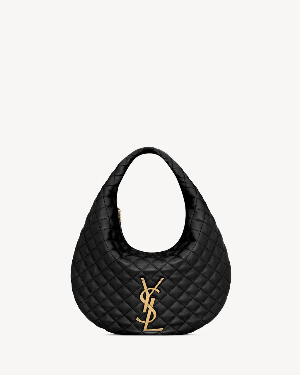 👜 Saint Laurent Quilted Leather Hobo Bag with Gold Logo