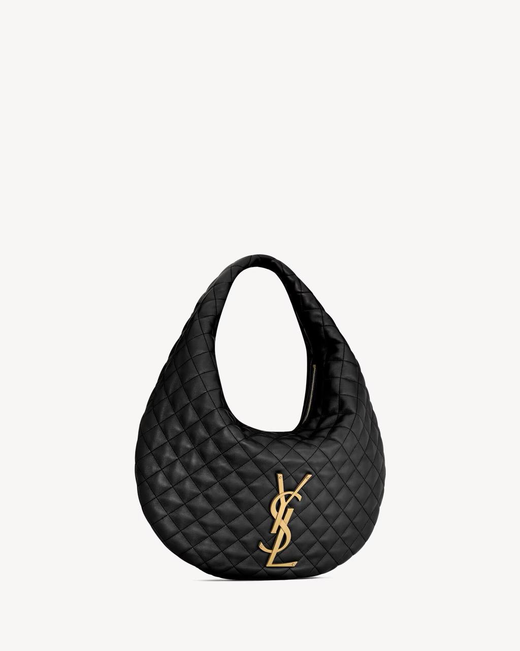 👜 Saint Laurent Quilted Leather Hobo Bag with Gold Logo