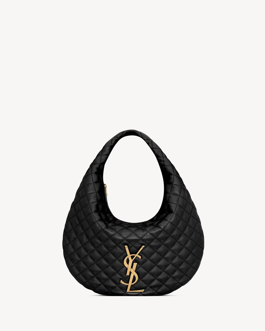 👜 Saint Laurent Quilted Leather Hobo Bag with Gold Logo