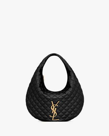 👜 Saint Laurent Quilted Leather Hobo Bag with Gold Logo