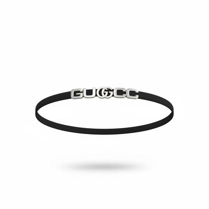 ✨ Gucci Elastic Belt with Silver Logo – Black