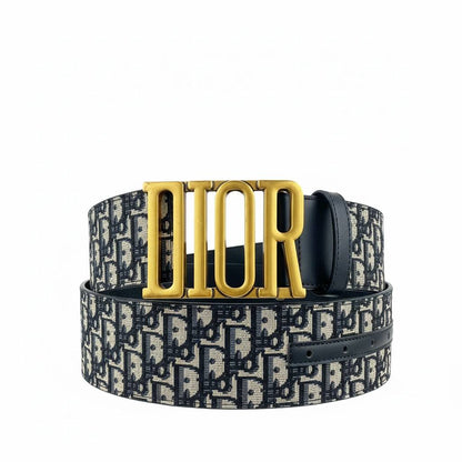 🖤 Dior Oblique Jacquard Belt with Gold Logo Buckle