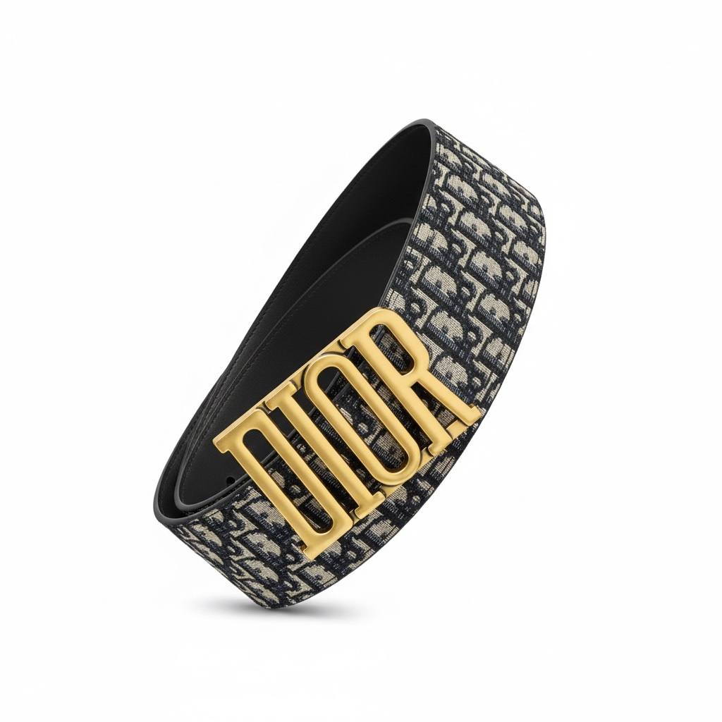 🖤 Dior Oblique Jacquard Belt with Gold Logo Buckle