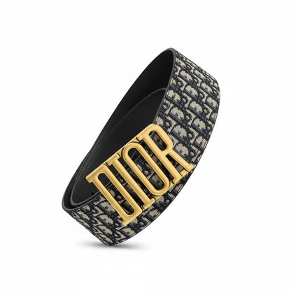 🖤 Dior Oblique Jacquard Belt with Gold Logo Buckle