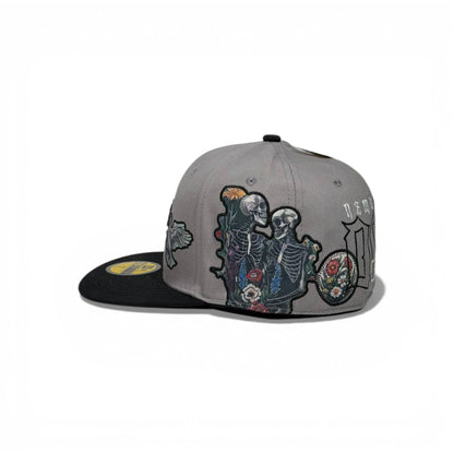 🧢 A’s Wings Embroidered Snapback Cap – Grey & Black Flat Brim | Size 7 (55.8 CM)