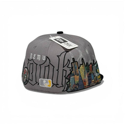 🧢 A’s Wings Embroidered Snapback Cap – Grey & Black Flat Brim | Size 7 (55.8 CM)
