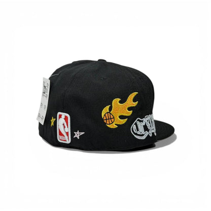 🧢 Chicago Bulls Embroidered Snapback Cap – Black Flat Brim Streetwear