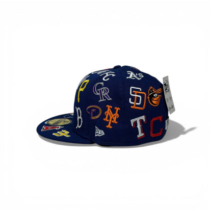 🧢 Navy Supreme Patch Snapback Cap – MLB All-Teams Embroidered | Flat Brim