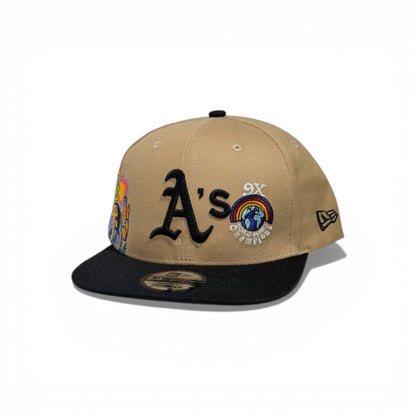 🧢 Oakland A’s Embroidered Snapback Cap – Khaki & Black
