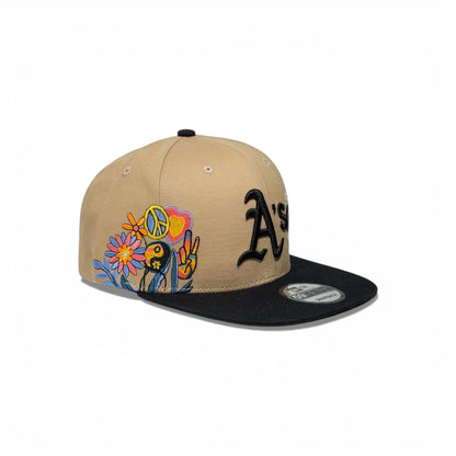 🧢 Oakland A’s Embroidered Snapback Cap – Khaki & Black
