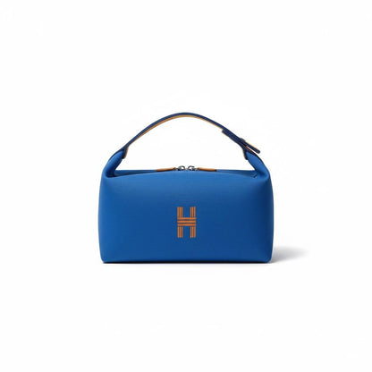 👜💙 Hermès Mini Top-Handle Bag with Scarf & Charm – Blue