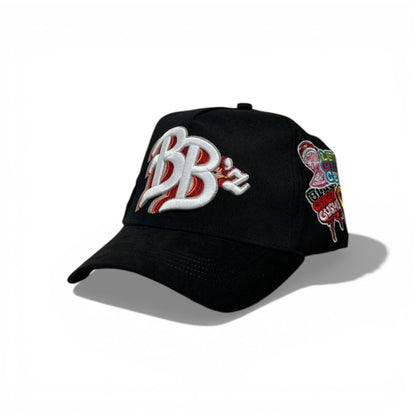 🧢 BB Embroidered Black Baseball Cap – Graphic Patch Streetwear Hat 🔥