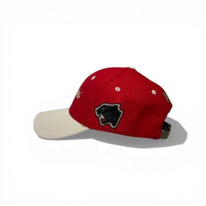 🧢 Amiri Two-Tone Red & Beige Baseball Cap – Embroidered Luxury Streetwear Hat ✨🔥