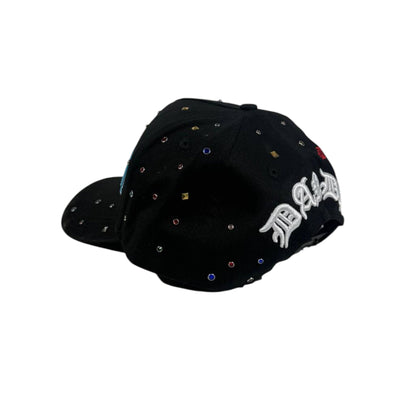 Dandy Hats Black Embroidered Graphic Cap with Crystal Stud Details 🖤✨