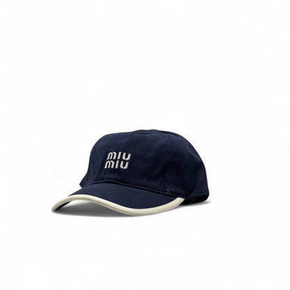 Miu Miu Navy Blue Embroidered Cap – Elegant Minimalist Edition 🧢🌌