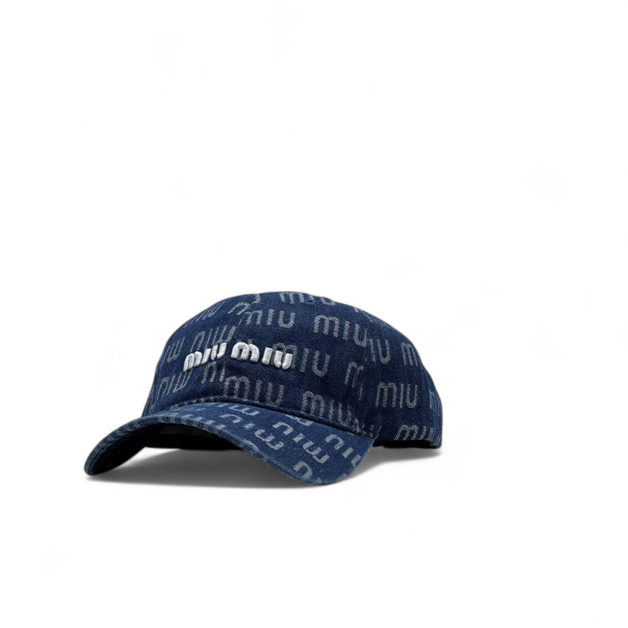 Miu Miu Denim Monogram Cap – All-Over Logo Edition 💙✨